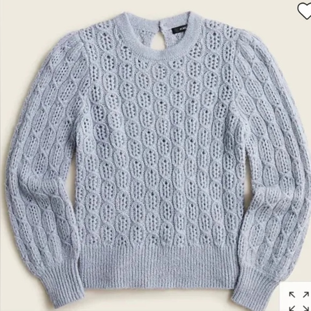 J.Crew Balloon Sleeve Cable Knit Sweater Periwinkle Blue Size M